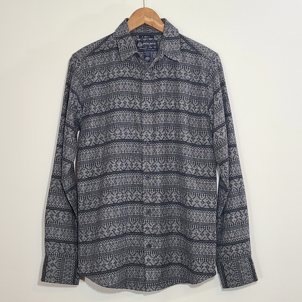 Men's American Rag shirt XS Black Gray Long Sleave Stylish